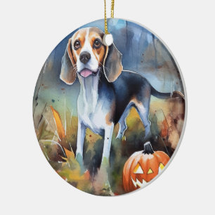 Décoration En Céramique Beagle d'Halloween avec peur Citrouille