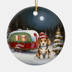 Décoration En Céramique Beagle d'hiver Caravan Christmas Adventure