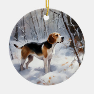 Décoration En Céramique Beagle Que la neige tombe Noël