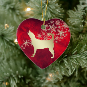 Décoration En Céramique Beagle Red Gold Snowflake