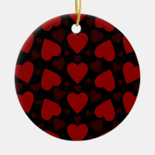 Décoration En Céramique Beau coeur rouge motif sur noir