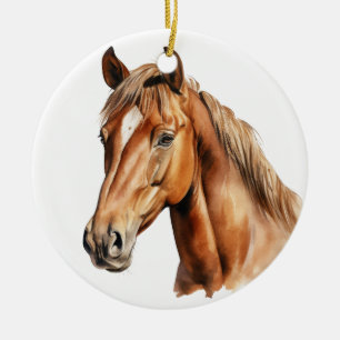 DÉCORATION EN CÉRAMIQUE BEAU COULEUR D'EAU CHEVAUX BROWN FACE