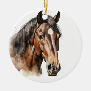 DÉCORATION EN CÉRAMIQUE BEAU COULEUR D'EAU CHEVAUX BROWN FACE