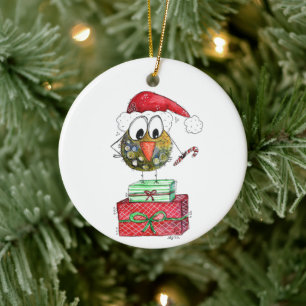 Décoration En Céramique Beau Oiseau de Noël Whimsical