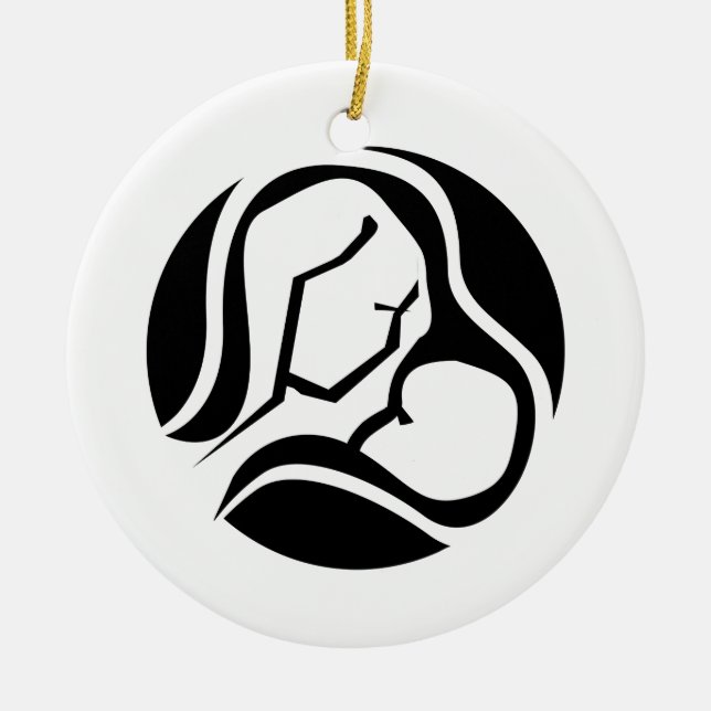 Décoration En Céramique Beautiful Mama and Baby White Christmas (Devant)