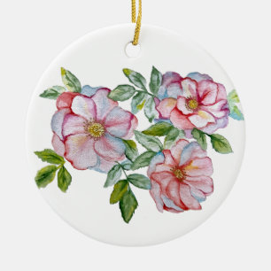 Décoration En Céramique Beaux roses d'aquarelle réalistes.