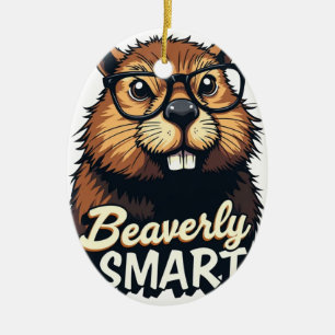 Décoration En Céramique Beaverly Smart - Drôle Castor avec lunettes Graphi