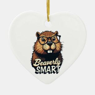 Décoration En Céramique Beaverly Smart - Drôle Castor avec lunettes Graphi