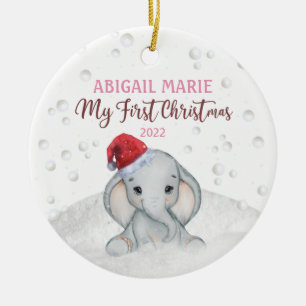 Décoration En Céramique Bébé 1er Fête Eléphant de Noël
