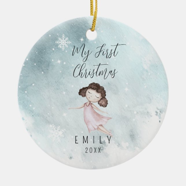 Décoration En Céramique Bébé 1er Noël Bébé Fille (Devant)