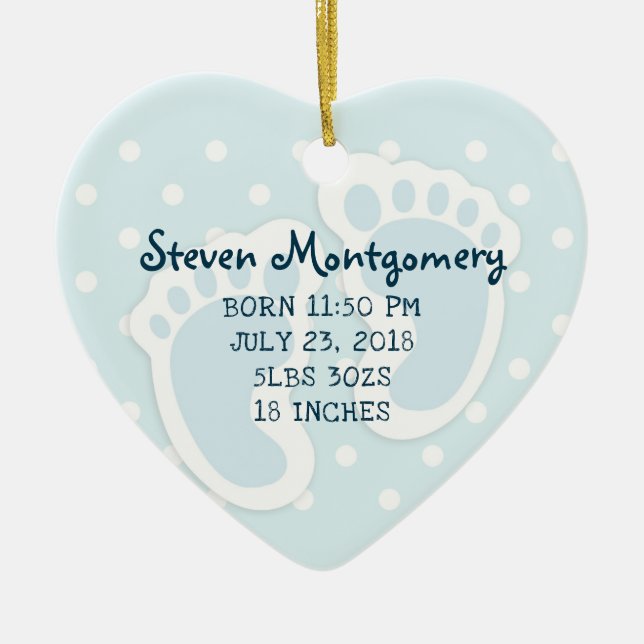 Décoration En Céramique Bébé bleu mou Pieds de garçon (Devant)