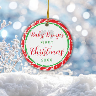 Décoration En Céramique Bébé Bump premier Noël rouge vert