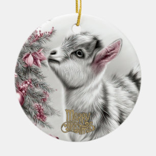 Décoration En Céramique Bébé Chèvre Noël 15 et VOTRE PHOTO