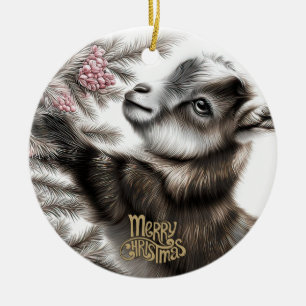 Décoration En Céramique Bébé chèvre Noël 6 et VOTRE PHOTO