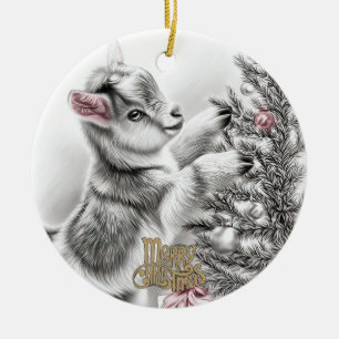 Décoration En Céramique Bébé Chèvre Noël 8 et VOTRE PHOTO