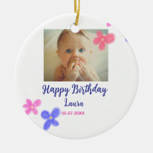 Décoration En Céramique Bébé enfants 1er anniversaire ajouter le nom date 