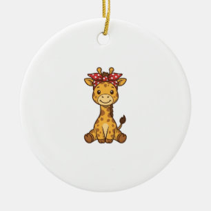 Décoration En Céramique Bébé girafe mignon avec noeud papillon design vect