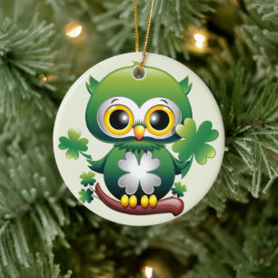 Décoration En Céramique Bébé Hibou Mignon St Patrick Dessin Animé