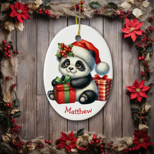 Décoration En Céramique Bébé Père Noël Panda Ours Noël