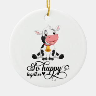 Décoration En Céramique Bébé Vache si heureux ensemble
