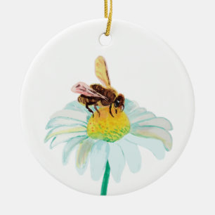 Décoration En Céramique Bee de miel sur une fleur blanche
