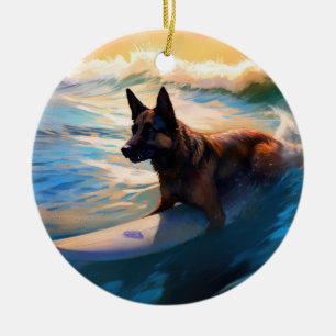 Décoration En Céramique Belge Shepherd Beach Surf Peinture