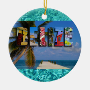 Décoration En Céramique Belize Tropical Beach Blue Ocean Christmas
