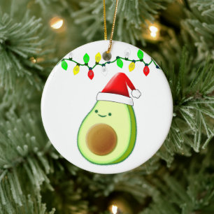 Décoration En Céramique Belle Avocado Dessin Santa Hat Feux de Noël