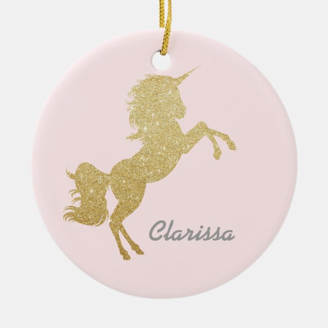Décoration En Céramique Belle chick girly or parties scintillant licorne (Devant)
