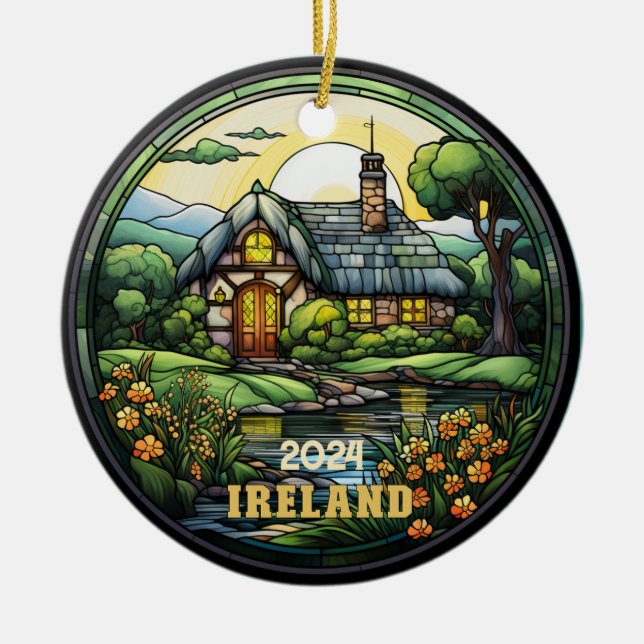 Décoration En Céramique Belle Faux Vitrail Irlande Souvenir (Devant)