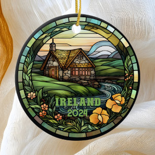 Décoration En Céramique Belle Faux Vitrail Irlande Souvenir
