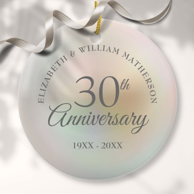 Décoration En Céramique Belle Perle 30e anniversaire Photo (Beautiful Pearl 30th Anniversary Photo Ceramic Ornament)