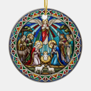 Décoration En Céramique Belle scène de Nativité Sainte Famille Ange