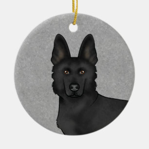 Décoration En Céramique Berger noir allemand mignon dessin Chien tête gris
