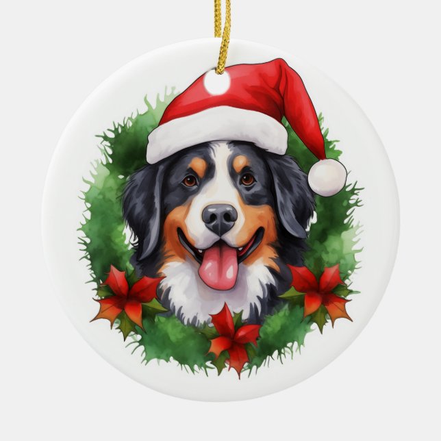 Décoration En Céramique Bernese Mountain Dog Christmas Wreath (Devant)