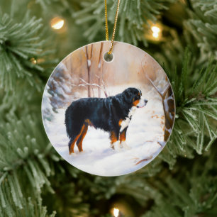 Décoration En Céramique Bernese Mountain Qu'il neige Noël