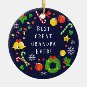 Décoration En Céramique Best Great Grandpa Ever Christmas 2 Sided 