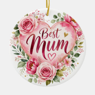 Décoration En Céramique Best Mum Aquarell Blumenherz Design