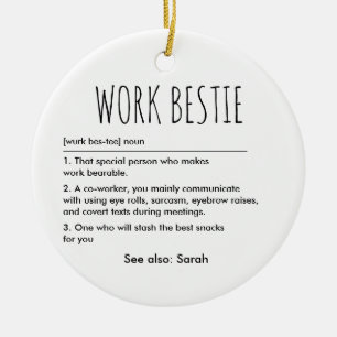 Décoration En Céramique Bestie de travail Funny Définition Nom personnalis