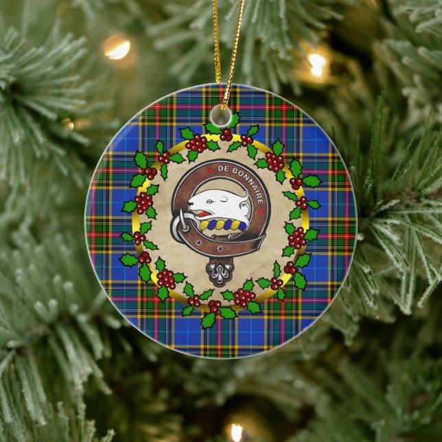 Décoration En Céramique Bethune Clan Badge & Tartan Personnalisé Noël (Arbre)