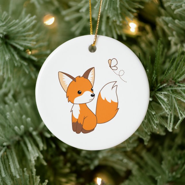 Décoration En Céramique Beurre à regarder de la petite Fox mignonne (Arbre)