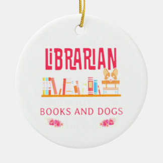 Décoration En Céramique Bibliothécaire Livres et Chiens