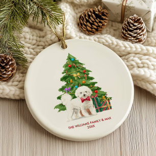 Décoration En Céramique Bichon Frise Chien Noël Personnalisé