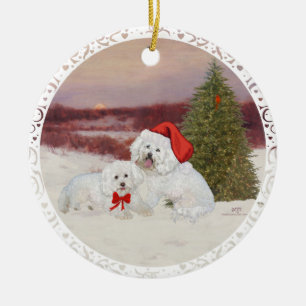 Décoration En Céramique Bichon Frise Christmas