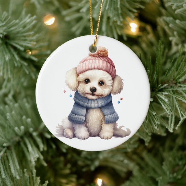 Décoration En Céramique Bichon Frise Dog Art personnalisé (Arbre)