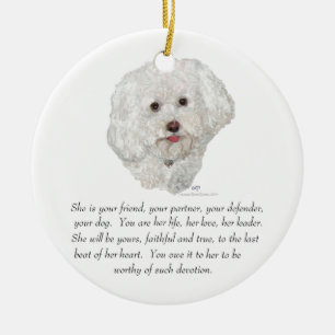 Décoration En Céramique Bichon Frise Souvenir FEMELLE