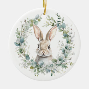 Décoration En Céramique Bienheureux Lapin Ostara Printemps Pâques