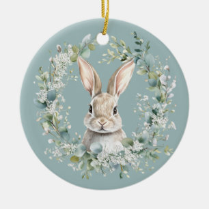 Décoration En Céramique Bienheureux Lapin Ostara Printemps Pâques
