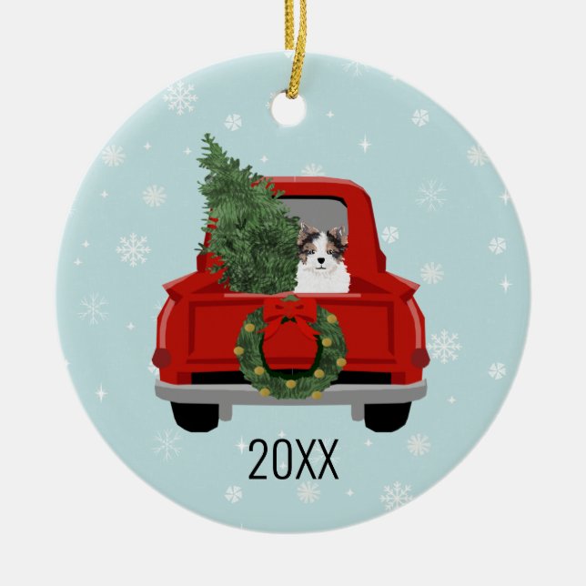 Décoration En Céramique Biewer Terrier Camion rouge Noël (Devant)