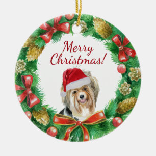 Décoration En Céramique Biewer Terrier Joyeux Noël
